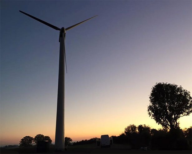 Northern Ireland refurbished turbine at dusk